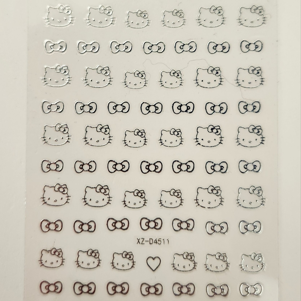 ⭐4/$15 Hello Kitty Silver Printed Nail Art Stickers